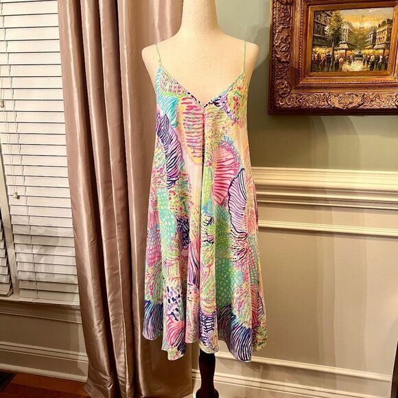 NEW Lilly Pulitzer Clara Silk Slip Dress in Roar of the Seas Print Size SMALL - Picture 2 of 7